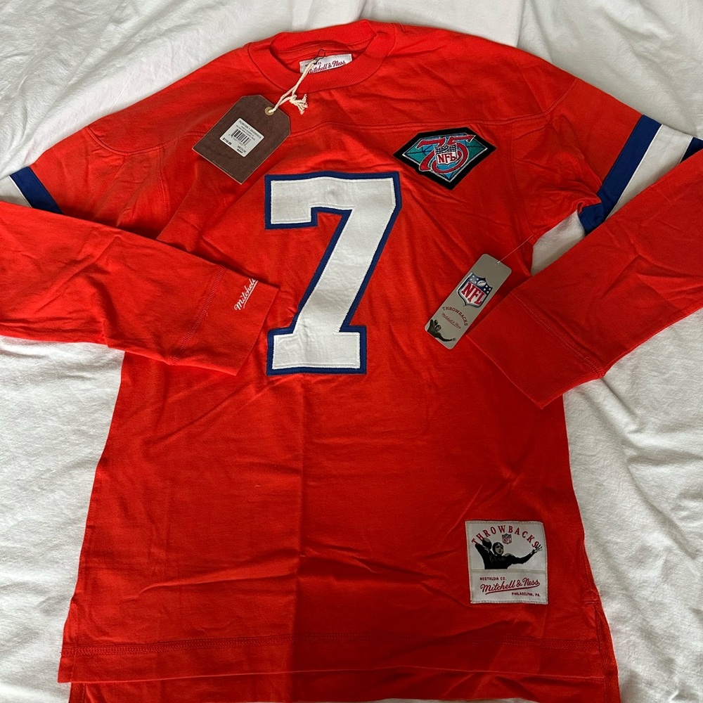 Brand New Mitchell & Ness Denver Broncos John Elway Name and Number L/S Shirt